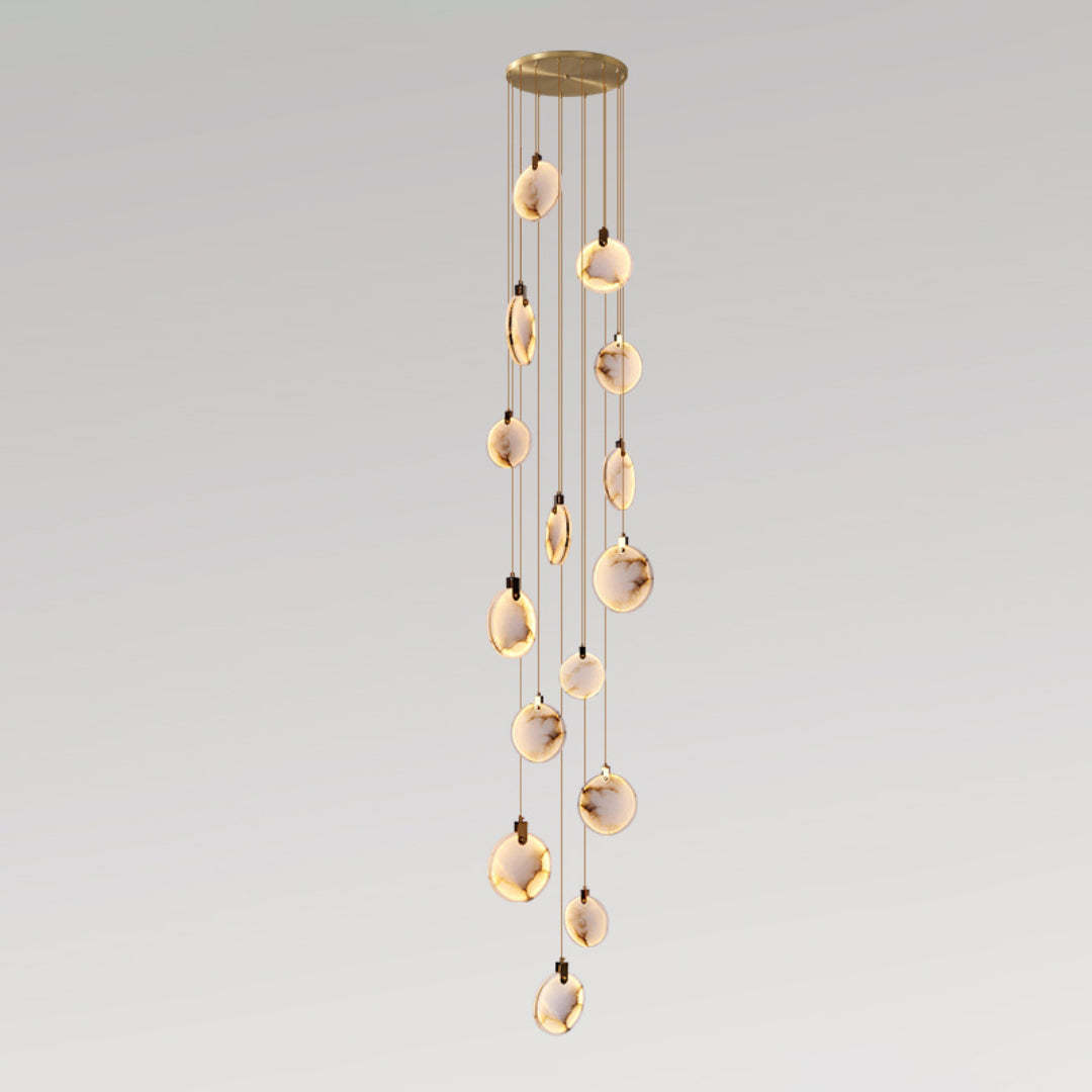 Jade Alabaster Disc Brass Modern Pendant Light Living Room Bedroom