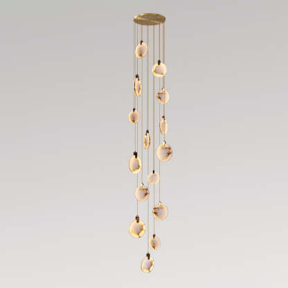 Jade Alabaster Disc Brass Modern Pendant Light Living Room Bedroom