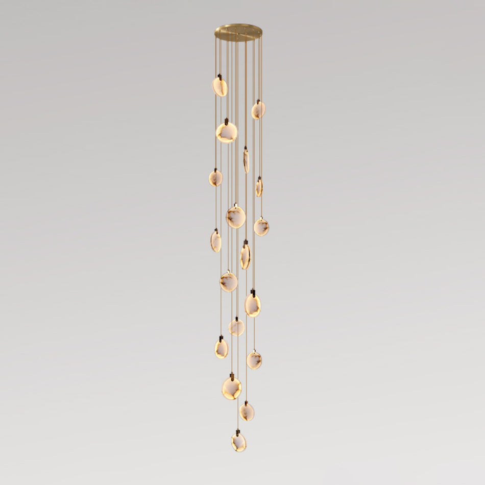 Jade Alabaster Disc Brass Modern Pendant Light Living Room Bedroom