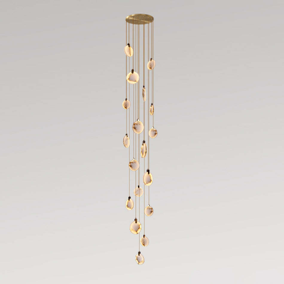 Jade Alabaster Disc Brass Modern Pendant Light Living Room Bedroom
