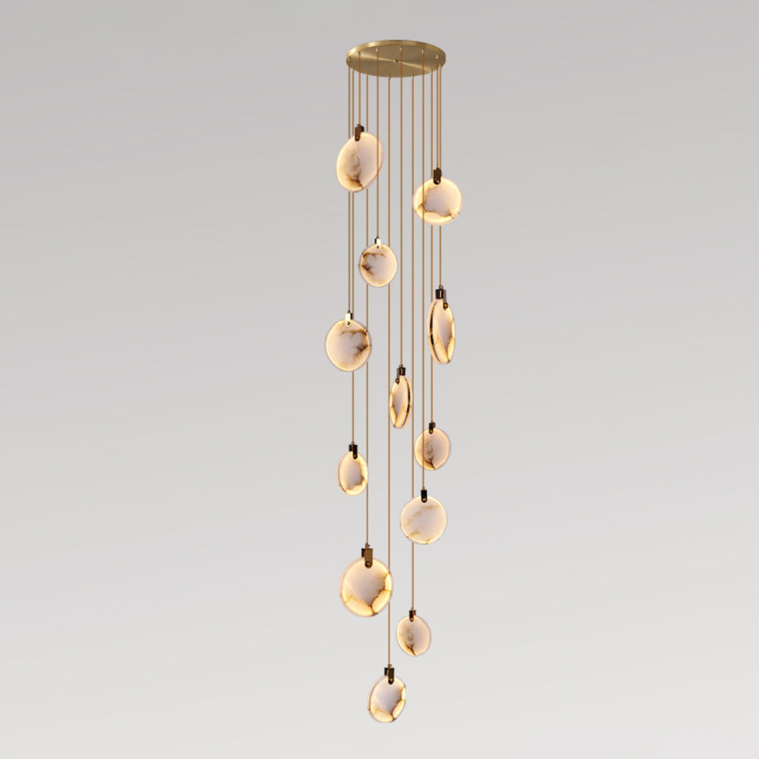 Jade Alabaster Disc Brass Modern Pendant Light Living Room Bedroom