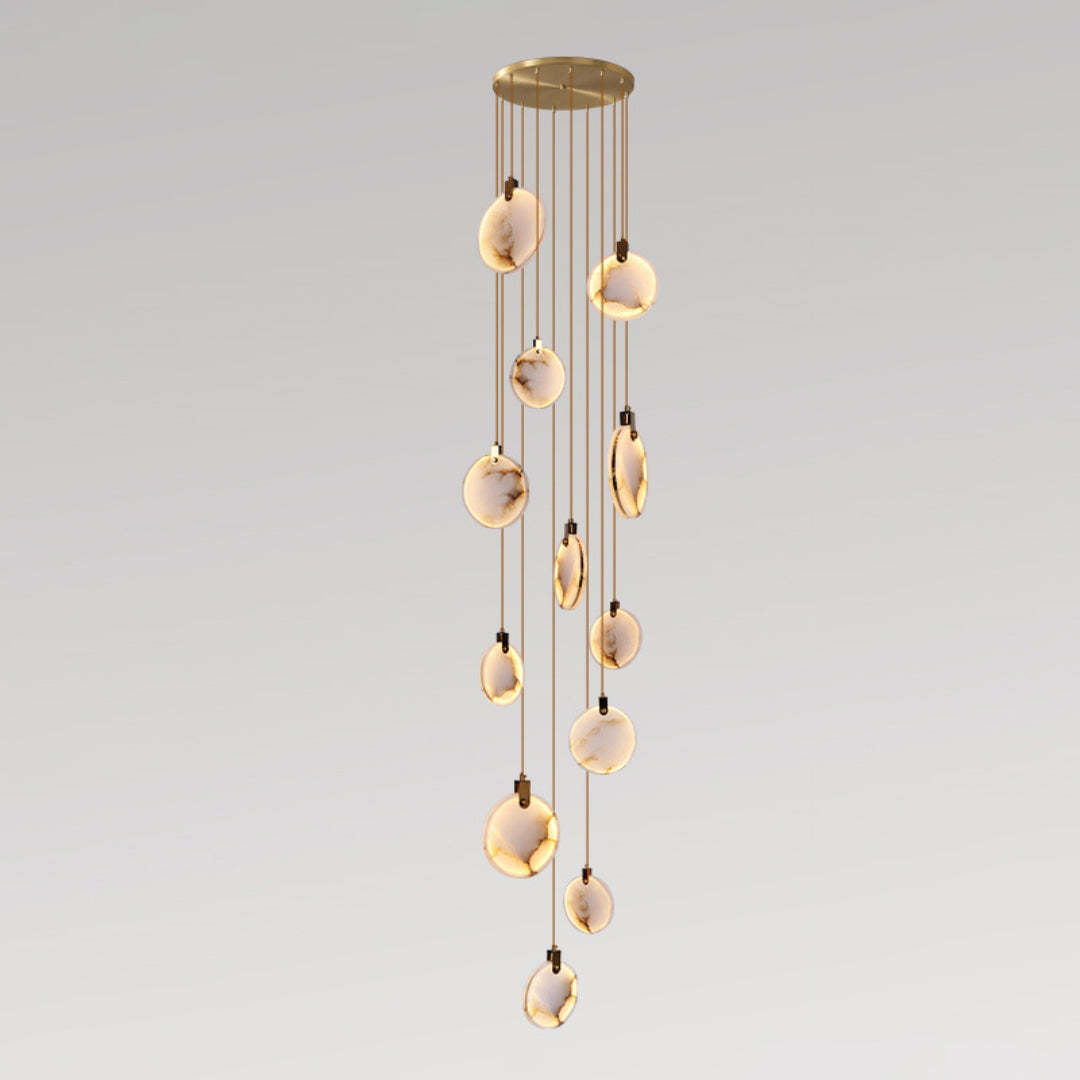 Jade Alabaster Disc Brass Modern Pendant Light Living Room Bedroom