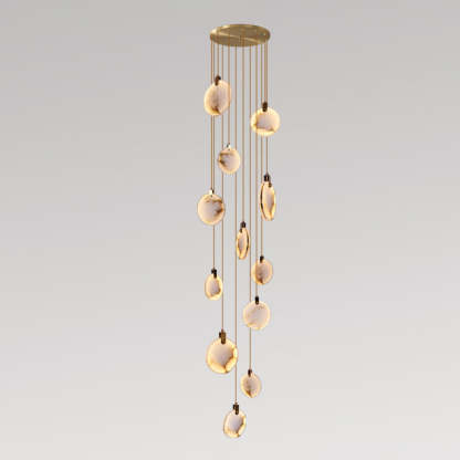 Jade Alabaster Disc Brass Modern Pendant Light Living Room Bedroom