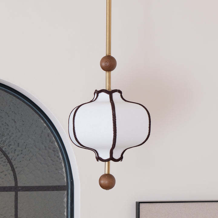 Ozawa Vintage Metal Wood Fabric Pendant Light Dining Room Bedroom