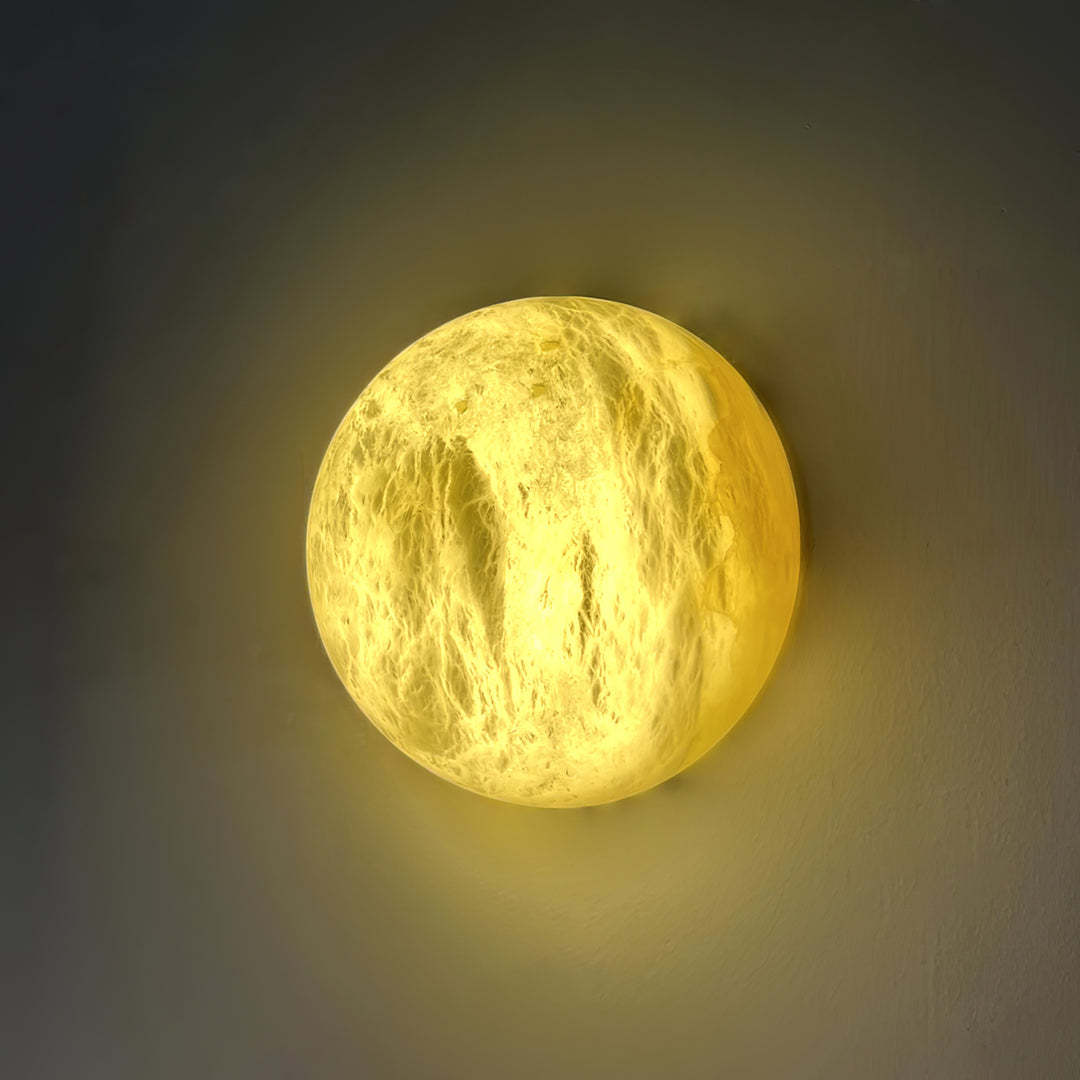 Jade Snowflake Alabaster Metal Wall Light Living Room Bedroom