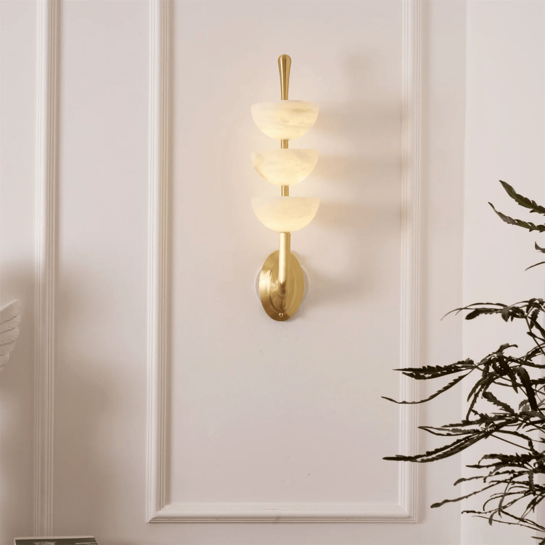 Jade Modern Triple Alabaster Wall Light Living Room Bedroom