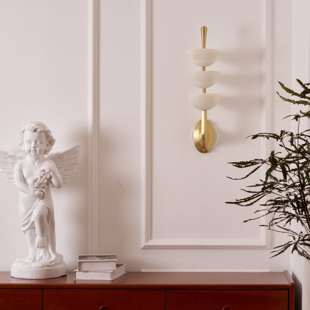 Jade Modern Triple Alabaster Wall Light Living Room Bedroom