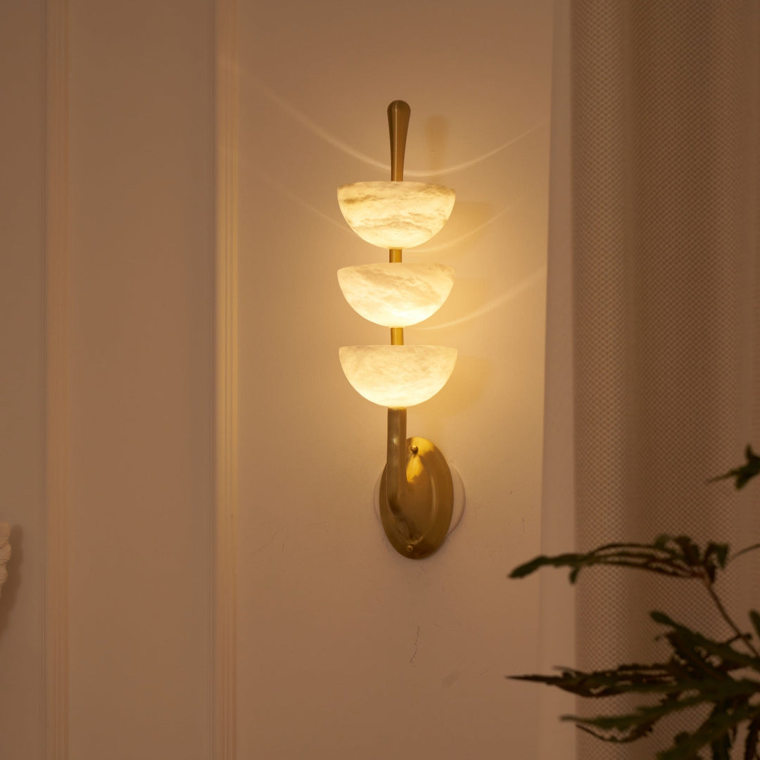Jade Modern Triple Alabaster Wall Light Living Room Bedroom