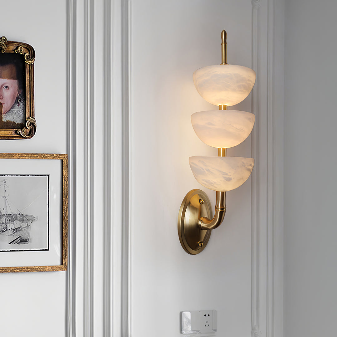 Jade Modern Triple Alabaster Wall Light Living Room Bedroom