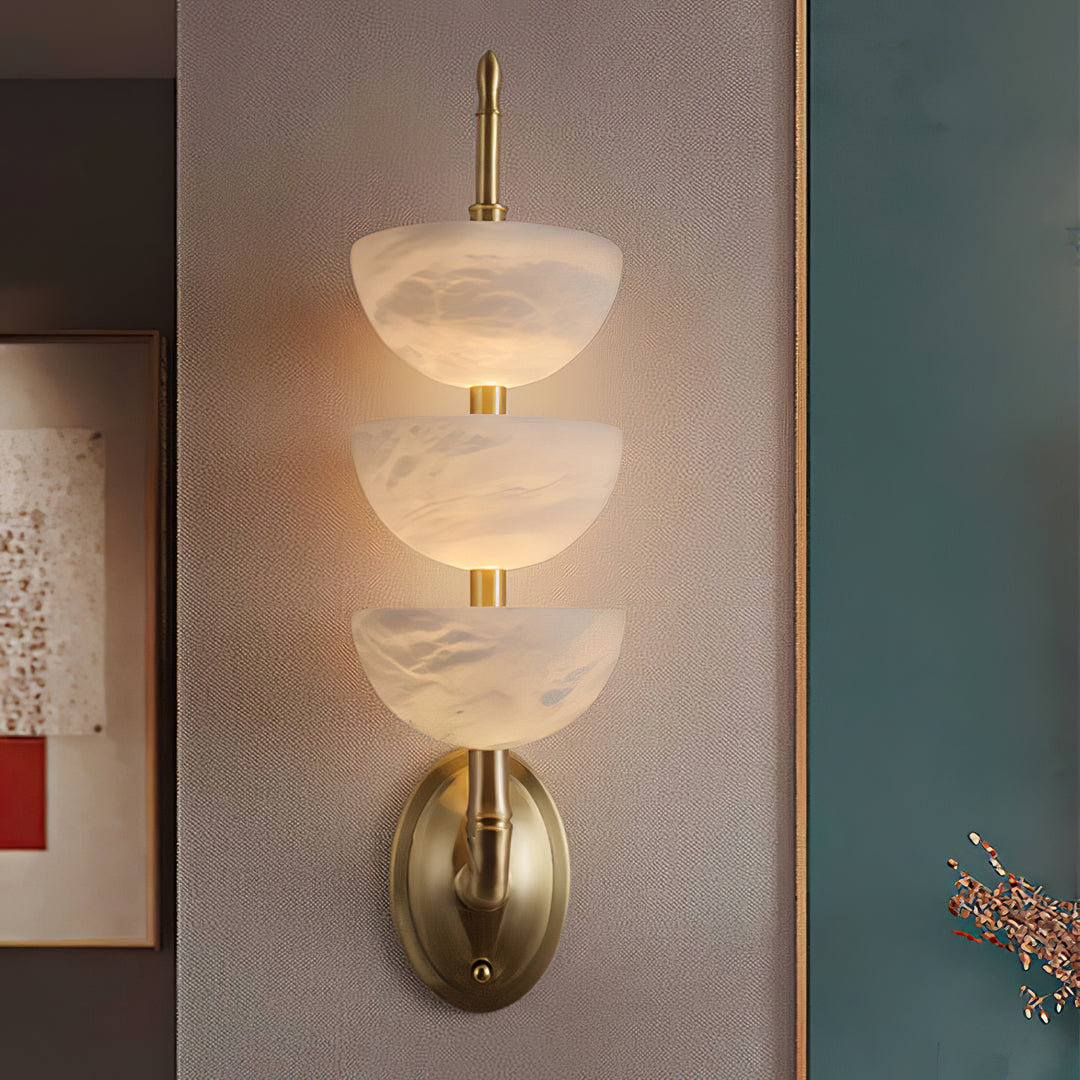Jade Modern Triple Alabaster Wall Light Living Room Bedroom