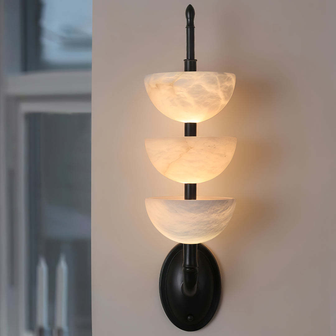 Jade Modern Triple Alabaster Wall Light Living Room Bedroom