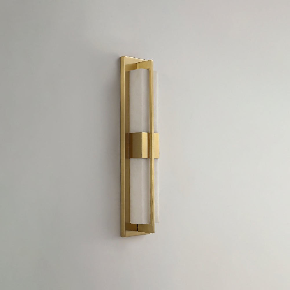 Jade Rectangular Alabaster Brass Wall Light Living Room Bedroom