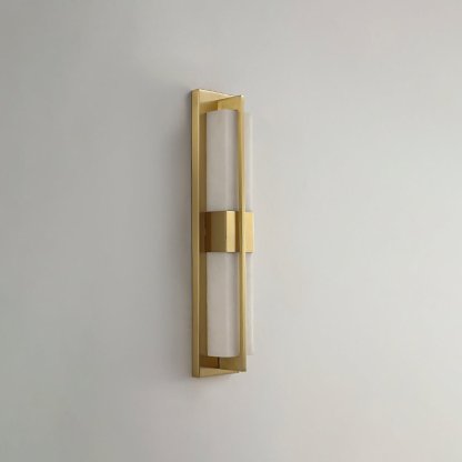 Jade Rectangular Alabaster Brass Wall Light Living Room Bedroom