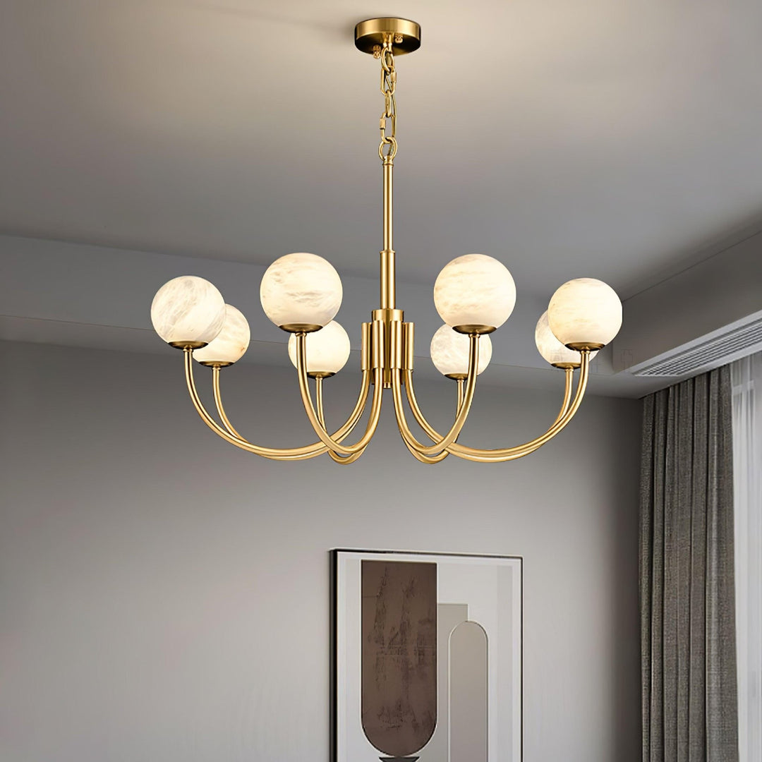 Jade Aurelian Alabaster Globe Chandelier Dining Room Living Room