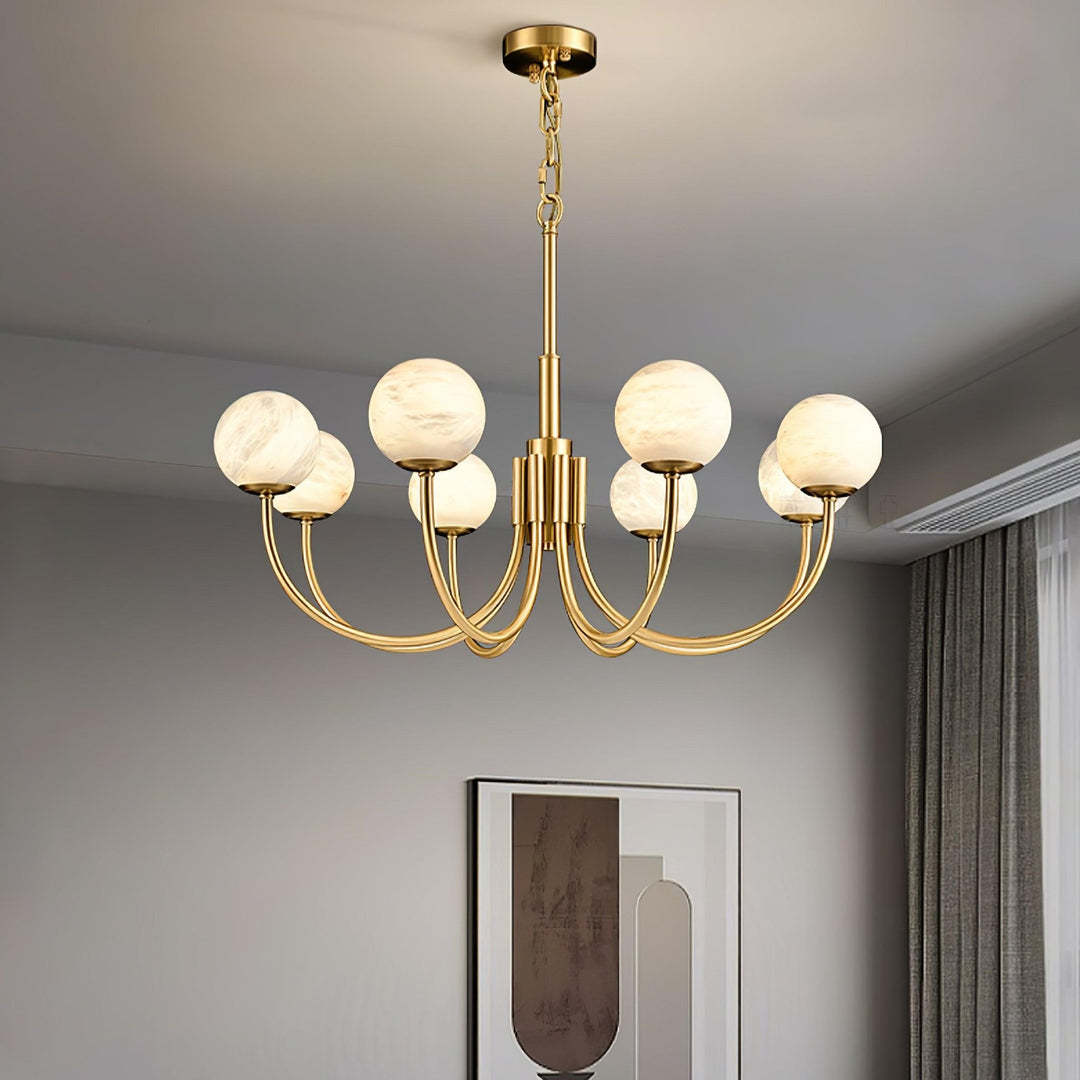 Jade Aurelian Alabaster Globe Chandelier Dining Room Living Room