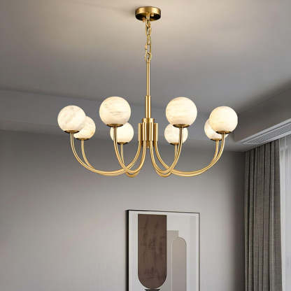 Jade Aurelian Alabaster Globe Chandelier Dining Room Living Room