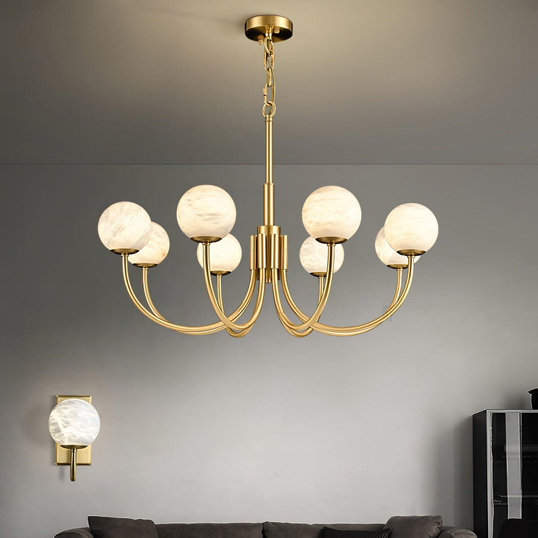 Jade Aurelian Alabaster Globe Chandelier Dining Room Living Room