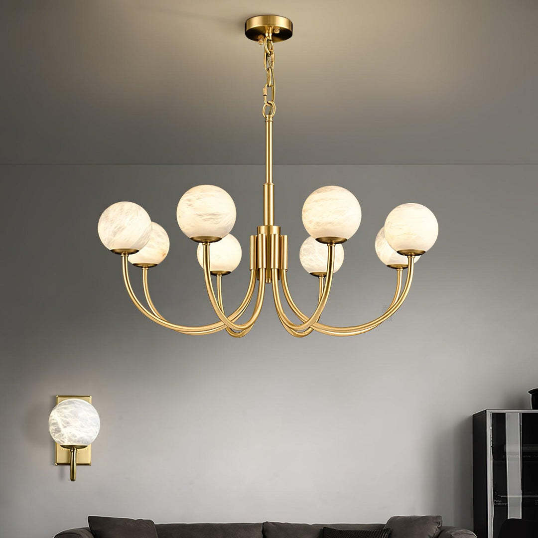 Jade Aurelian Alabaster Globe Chandelier Dining Room Living Room