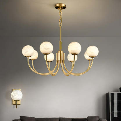 Jade Aurelian Alabaster Globe Chandelier Dining Room Living Room