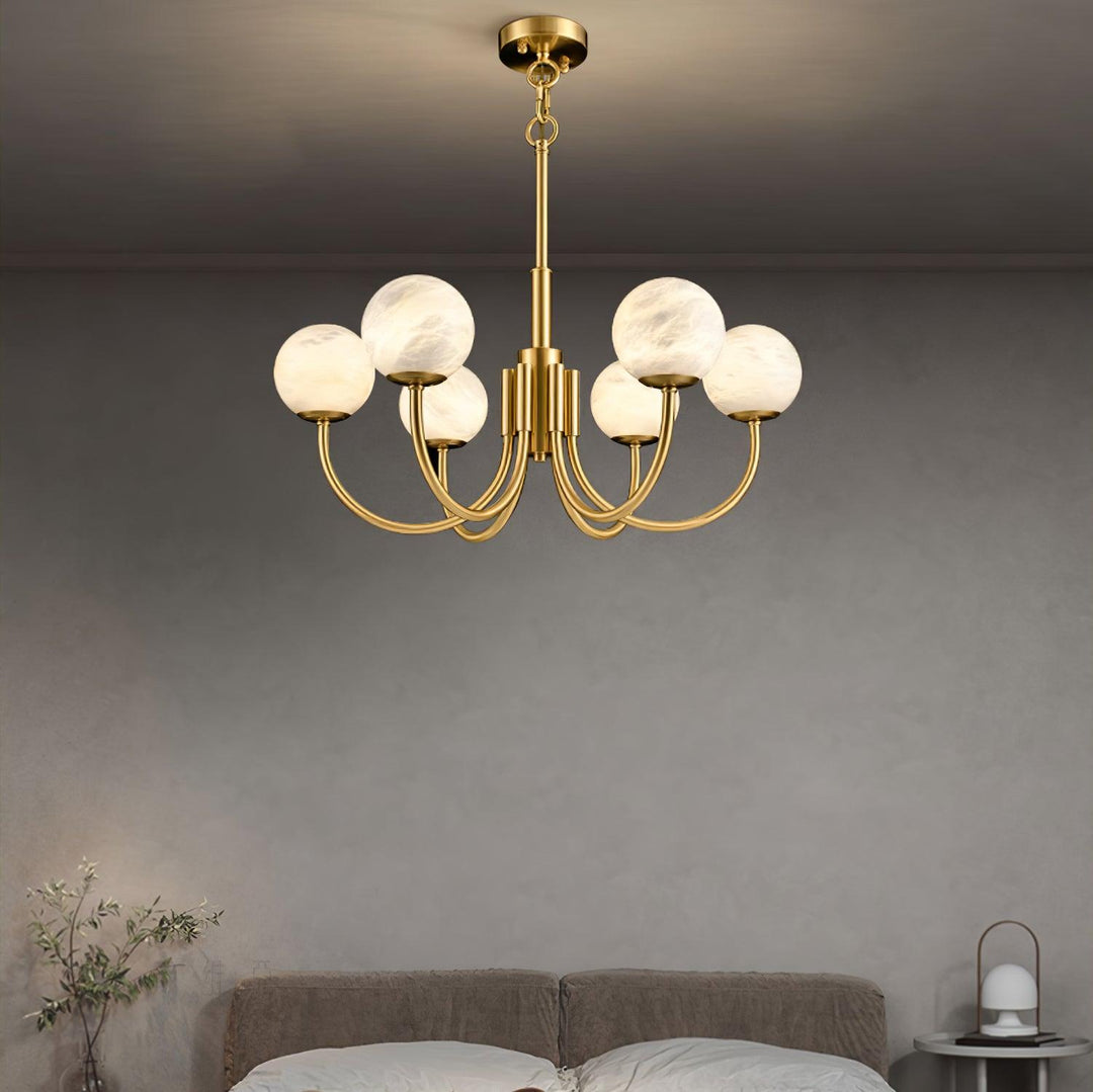 Jade Aurelian Alabaster Globe Chandelier Dining Room Living Room