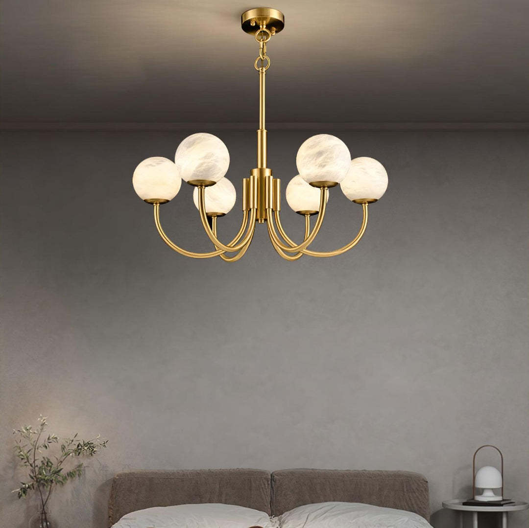 Jade Aurelian Alabaster Globe Chandelier Dining Room Living Room
