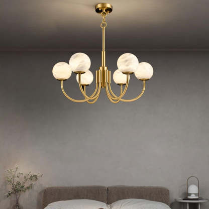 Jade Aurelian Alabaster Globe Chandelier Dining Room Living Room