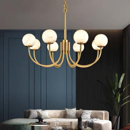 Jade Aurelian Alabaster Globe Chandelier Dining Room Living Room