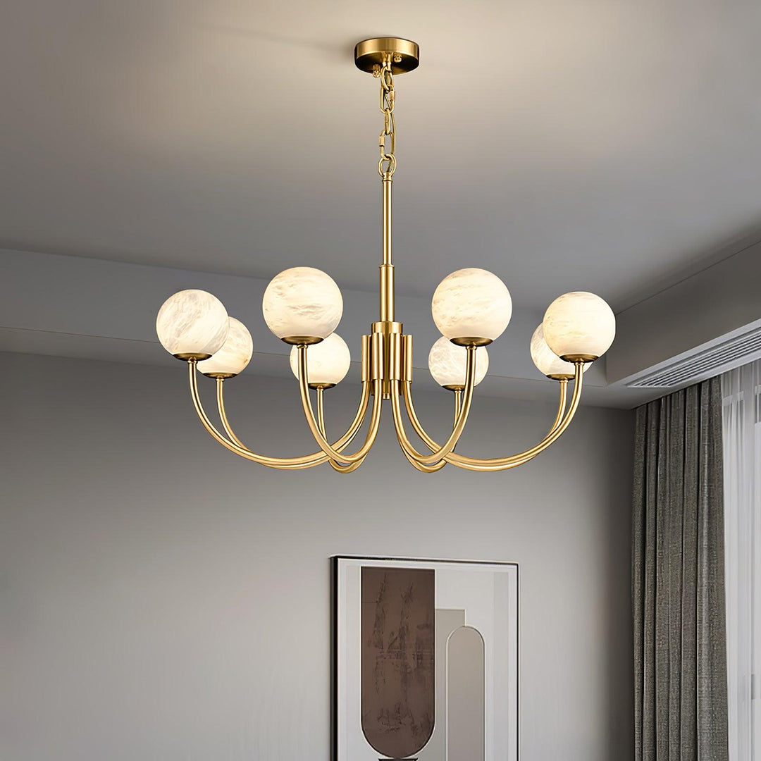 Jade Aurelian Alabaster Globe Chandelier Dining Room Living Room