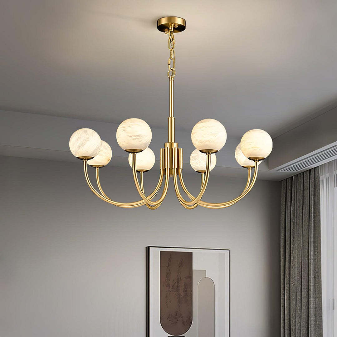 Jade Aurelian Alabaster Globe Chandelier Dining Room Living Room