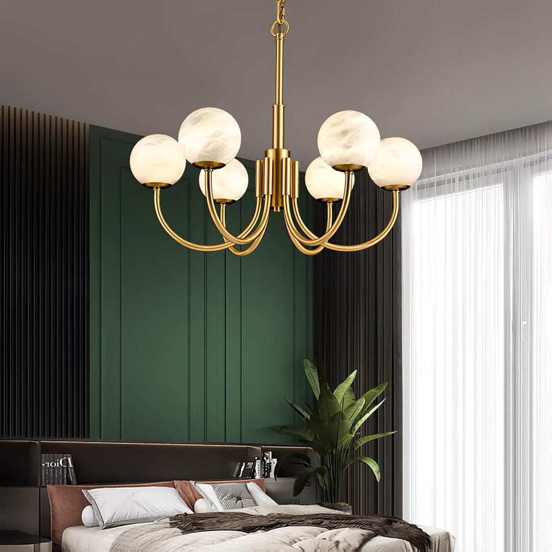 Jade Aurelian Alabaster Globe Chandelier Dining Room Living Room