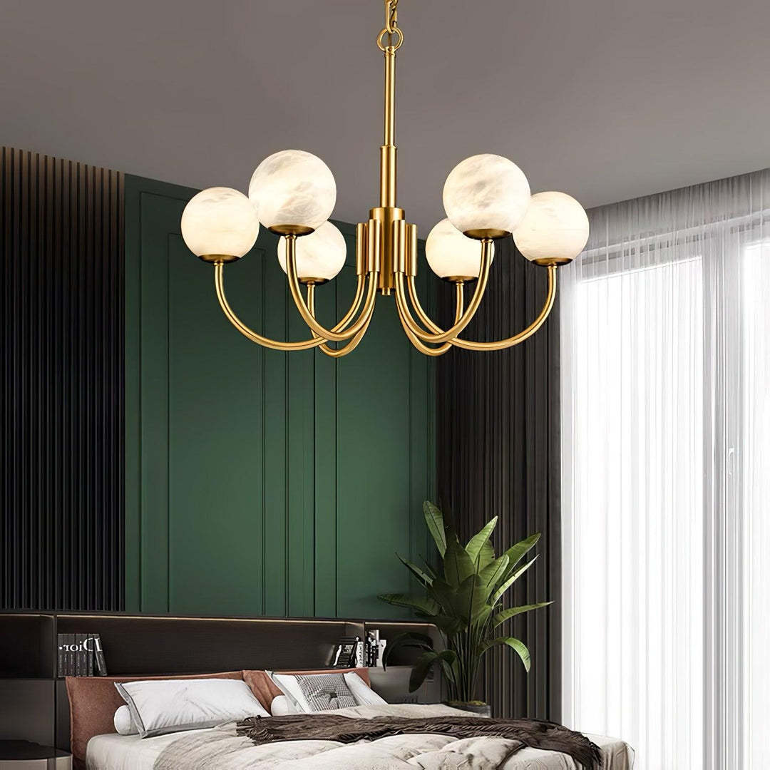 Jade Aurelian Alabaster Globe Chandelier Dining Room Living Room