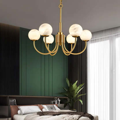 Jade Aurelian Alabaster Globe Chandelier Dining Room Living Room