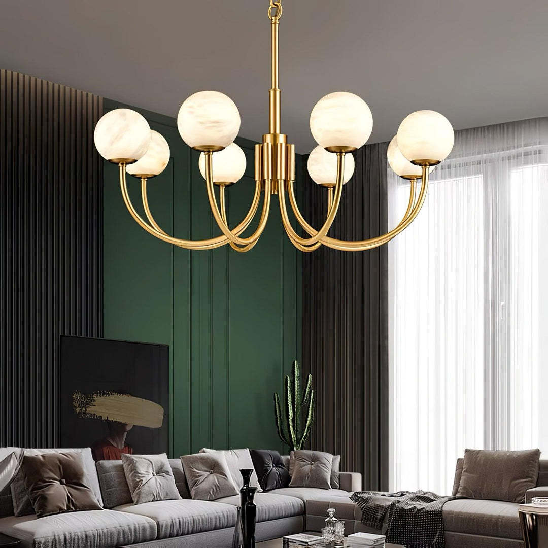 Jade Aurelian Alabaster Globe Chandelier Dining Room Living Room