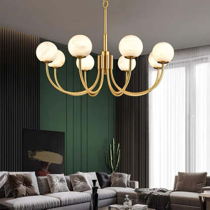 Jade Aurelian Alabaster Globe Chandelier Dining Room Living Room