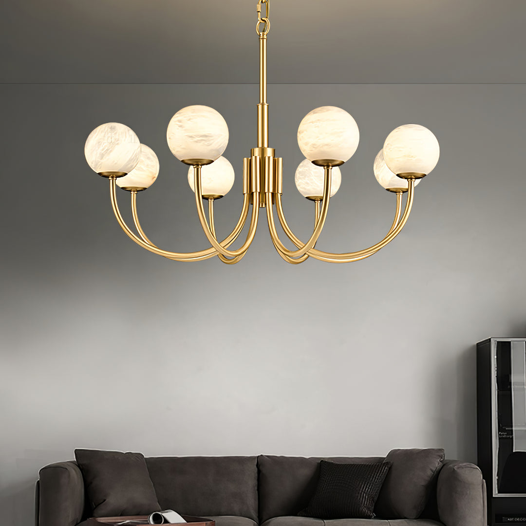 Jade Aurelian Alabaster Globe Chandelier Dining Room Living Room