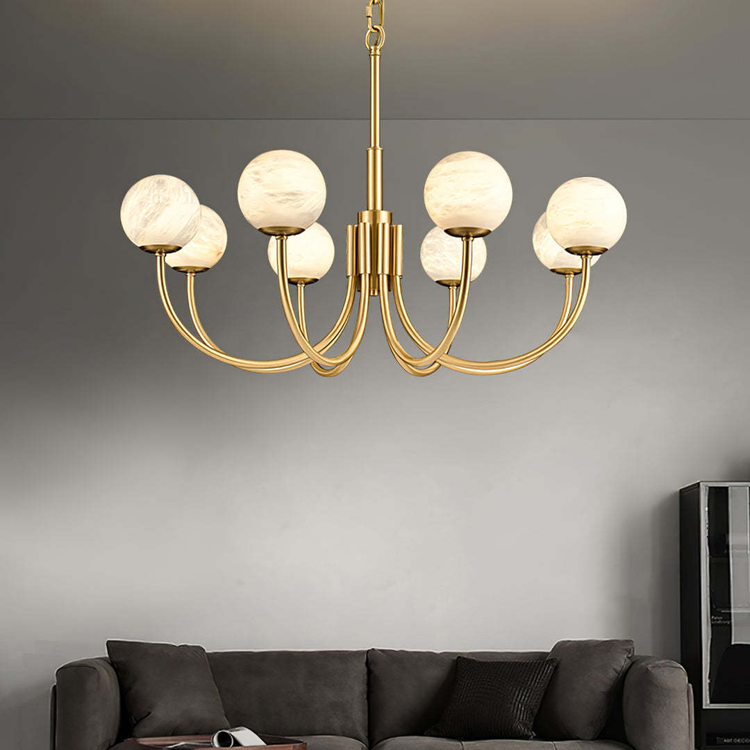 Jade Aurelian Alabaster Globe Chandelier Dining Room Living Room