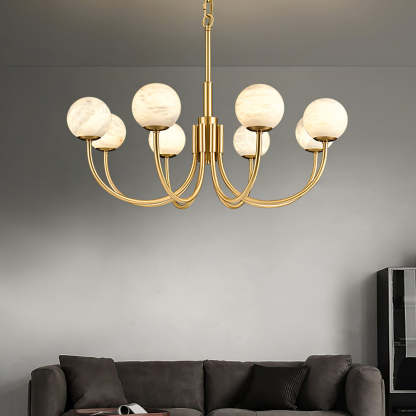 Jade Aurelian Alabaster Globe Chandelier Dining Room Living Room