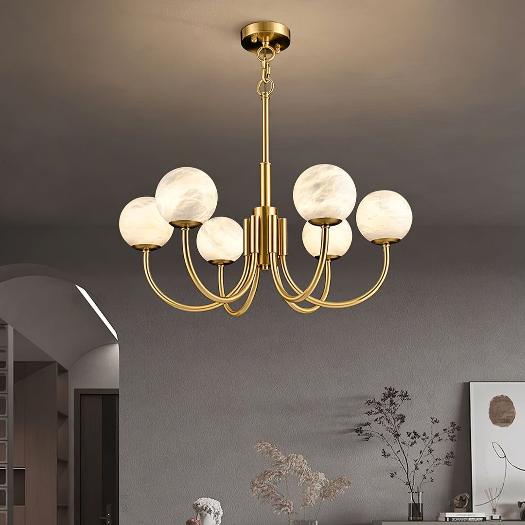 Jade Aurelian Alabaster Globe Chandelier Dining Room Living Room