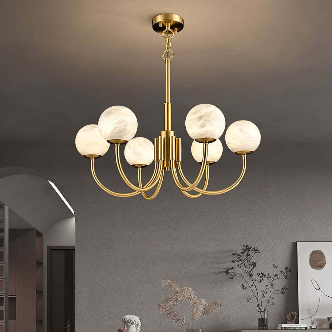 Jade Aurelian Alabaster Globe Chandelier Dining Room Living Room