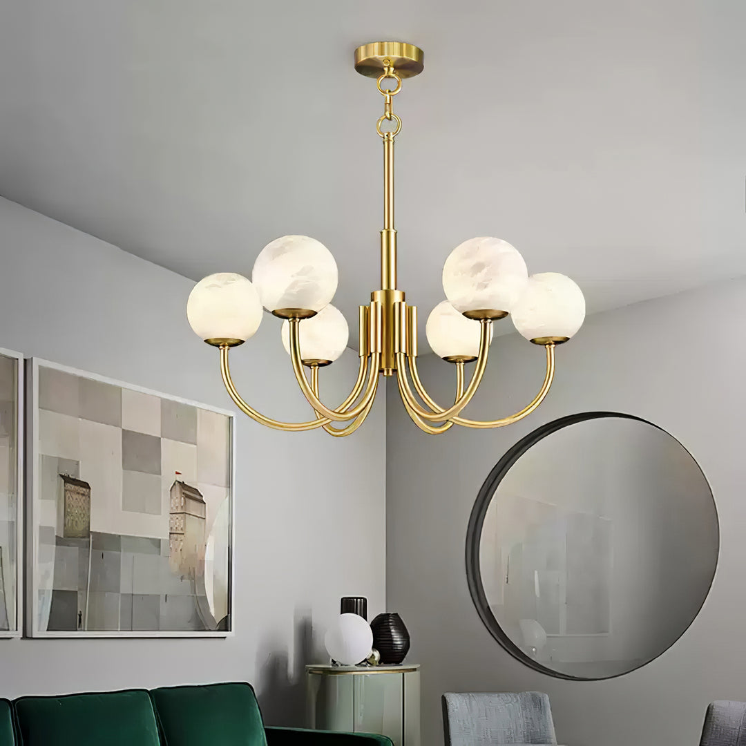 Jade Aurelian Alabaster Globe Chandelier Dining Room Living Room