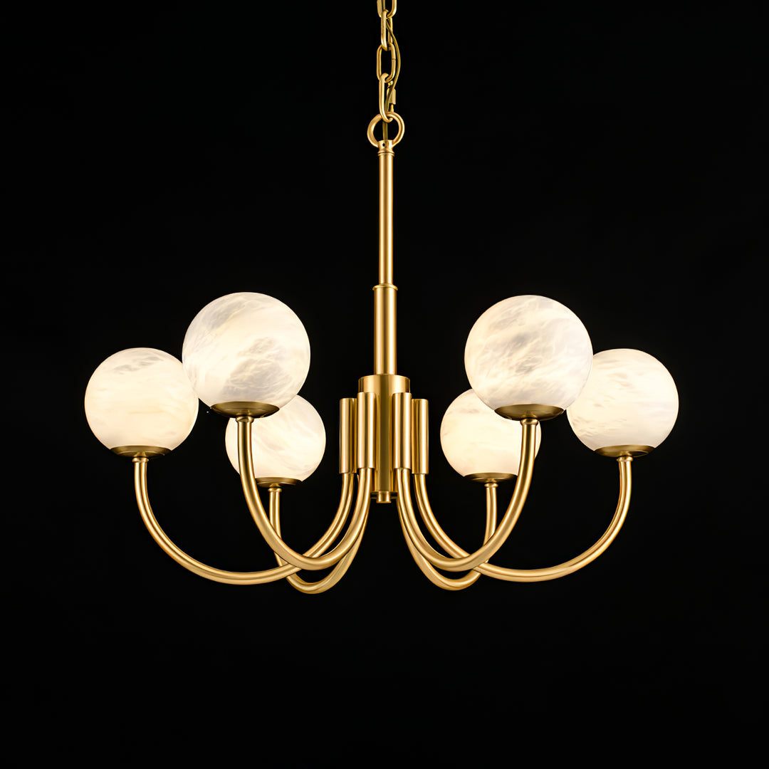 Jade Aurelian Alabaster Globe Chandelier Dining Room Living Room