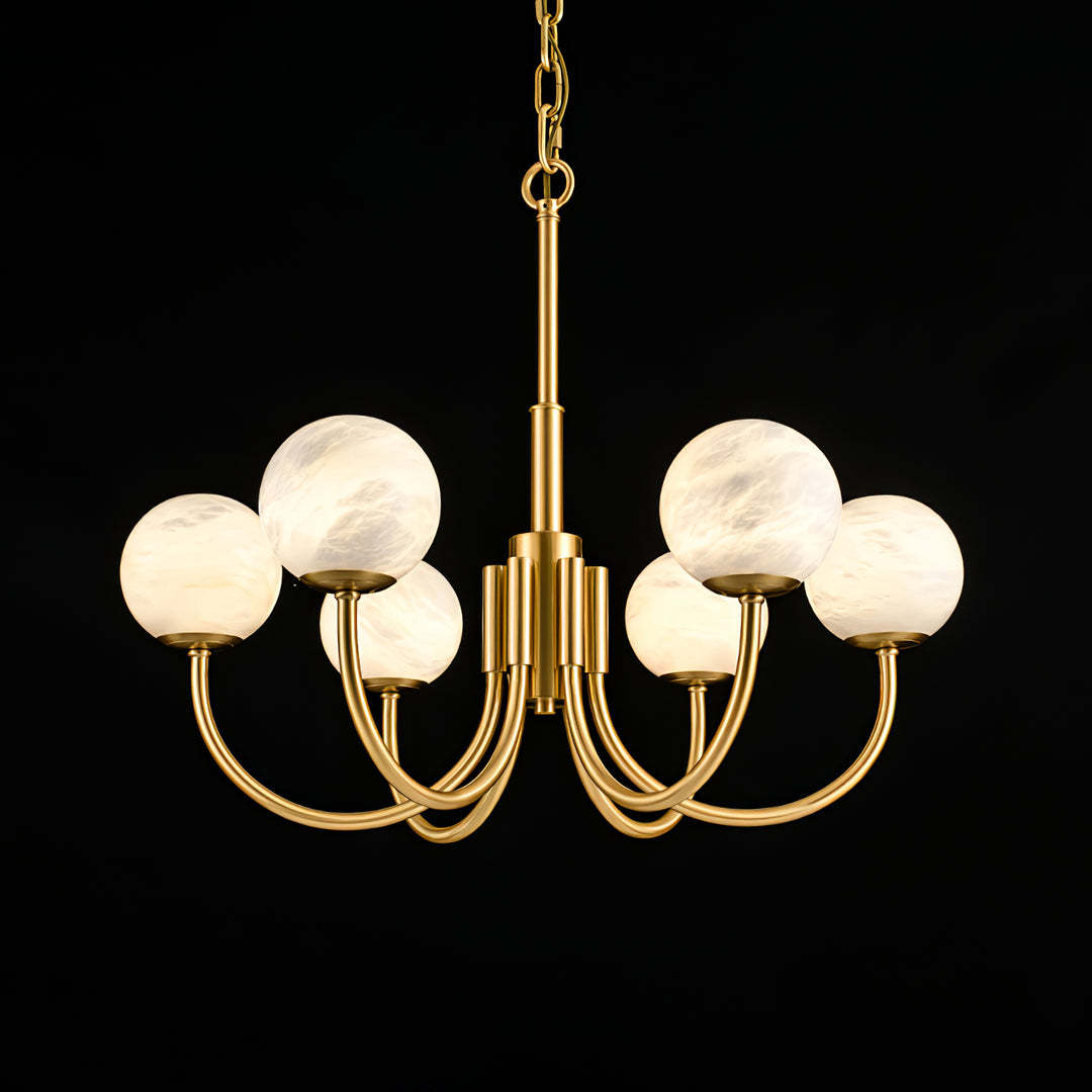 Jade Aurelian Alabaster Globe Chandelier Dining Room Living Room
