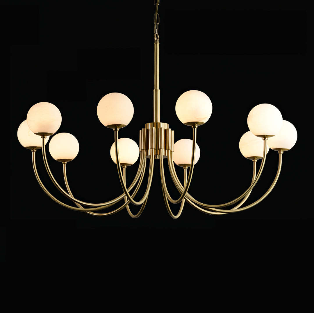 Chandelier Alabaster Globe Modern Dining Room Living Room | Las Sola