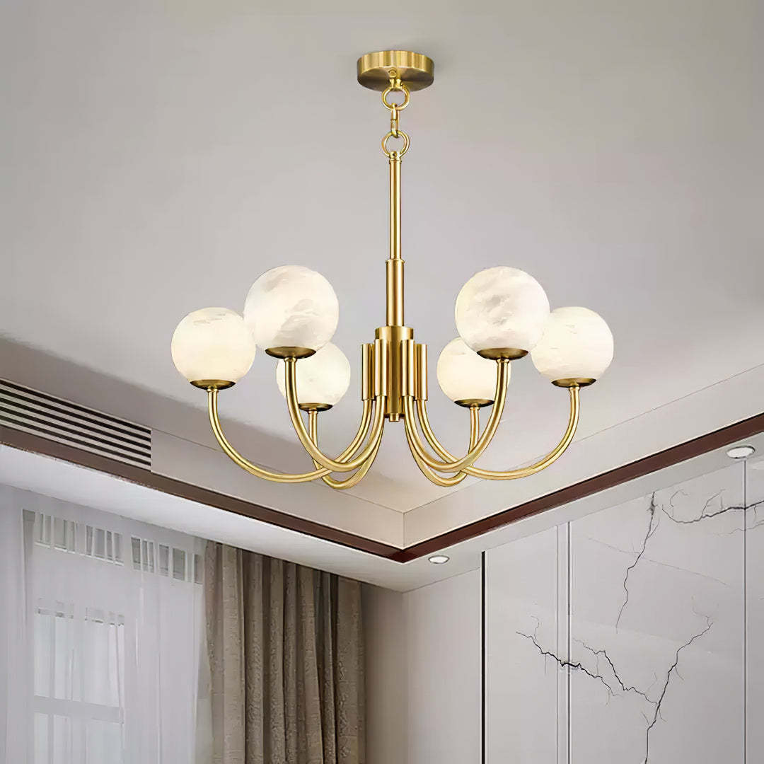 Jade Aurelian Alabaster Globe Chandelier Dining Room Living Room