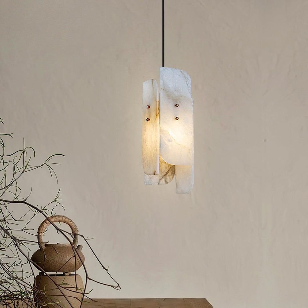 Jade Alabaster Artistic Panel Contemporary Pendant Light Dining Room