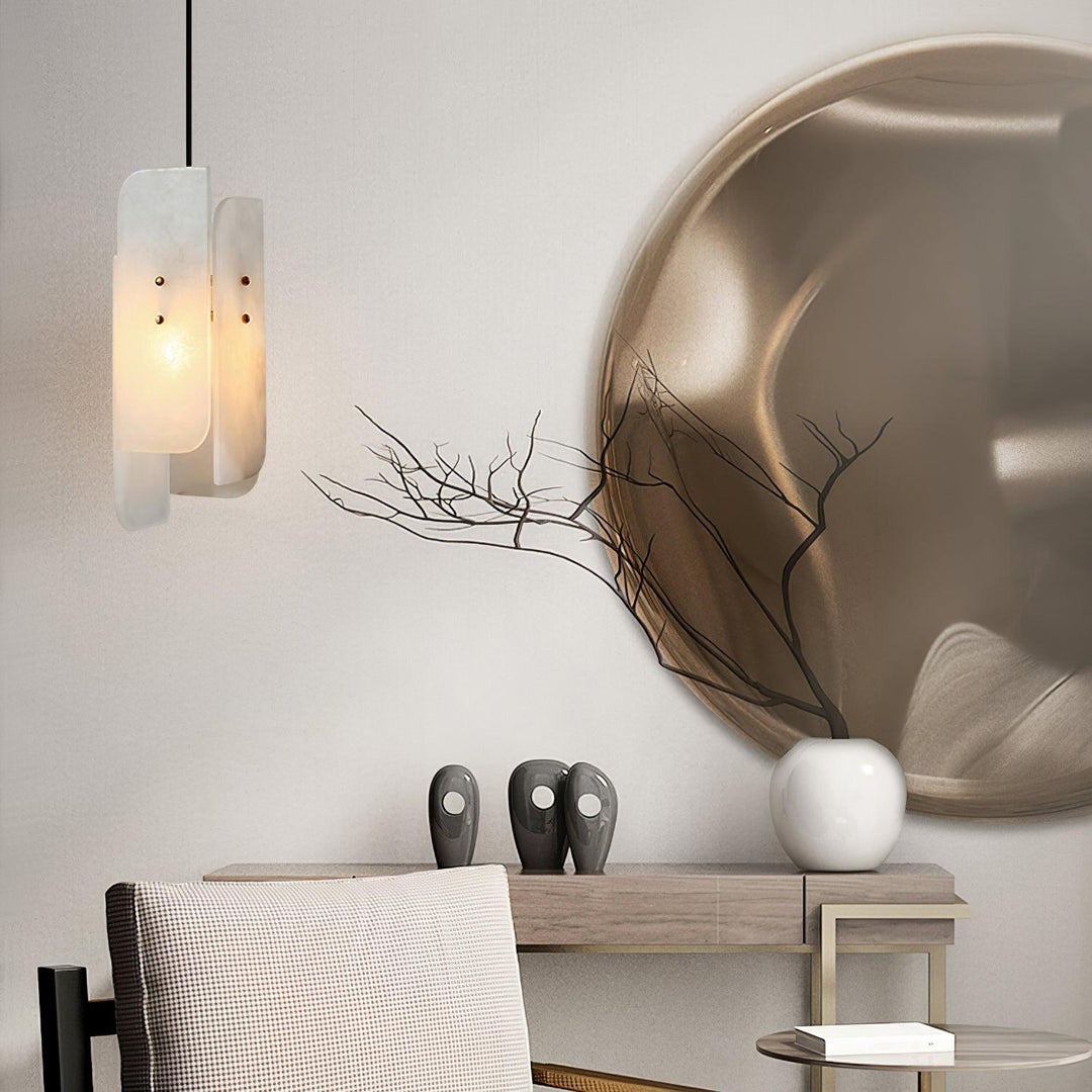 Jade Alabaster Artistic Panel Contemporary Pendant Light Dining Room