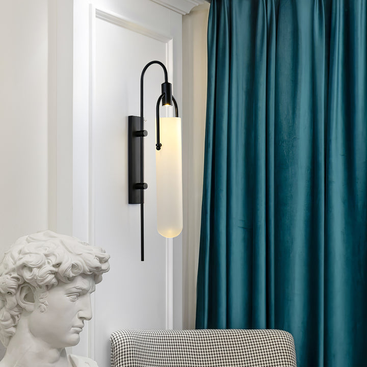 Alessio Minimalism Black Copper Plating Metal Glass Wall Lamp Bedroom Living Room