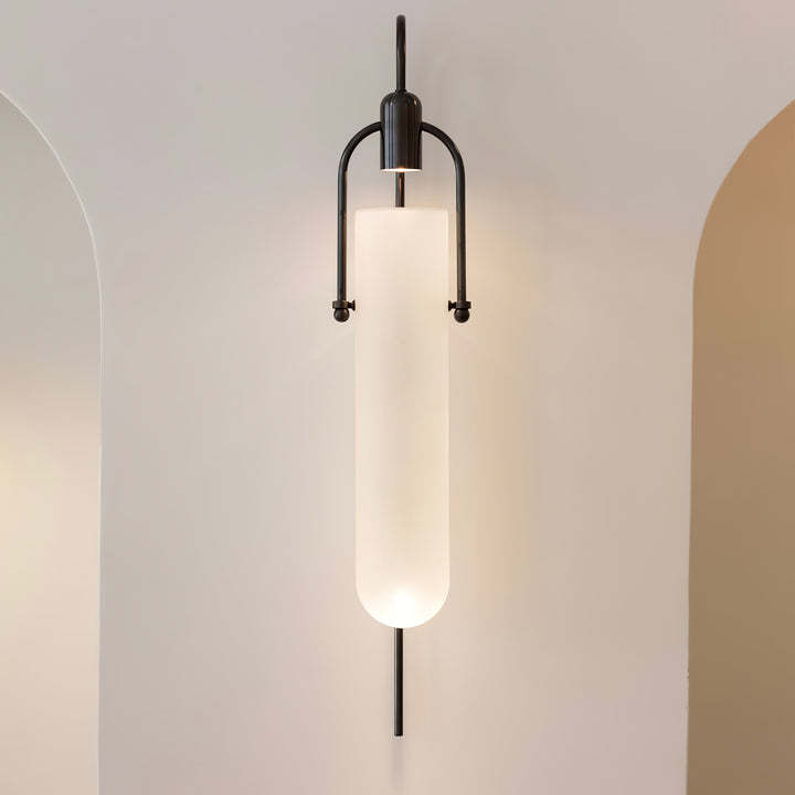 Alessio Minimalism Black Copper Plating Metal Glass Wall Lamp Bedroom Living Room
