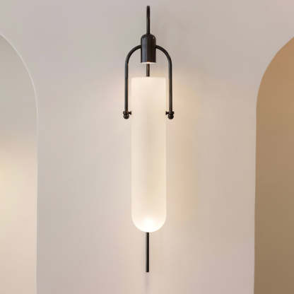 Alessio Minimalism Black Copper Plating Metal Glass Wall Lamp Bedroom Living Room