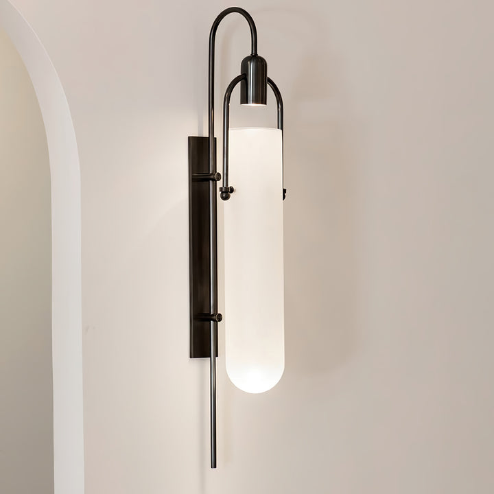 Alessio Minimalism Black Copper Plating Metal Glass Wall Lamp Bedroom Living Room